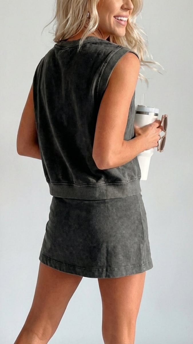 Women's Distressed-Look Pure Cotton T-Shirt & Shorts Two-Piece Set