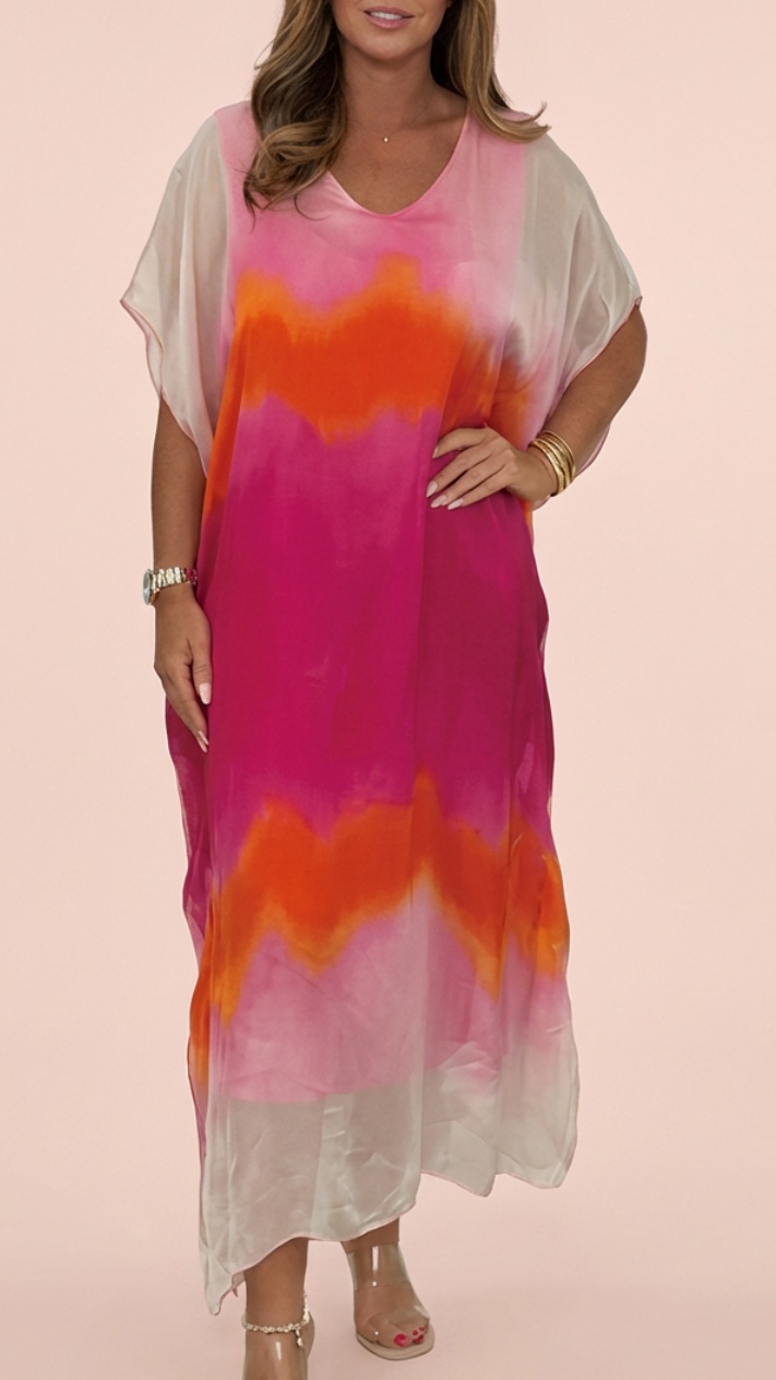 Women's Ombré Tie-Dye Chiffon Dress