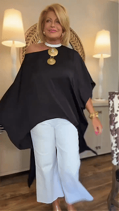 Women's Asymmetrical Solid-Color Satin Top