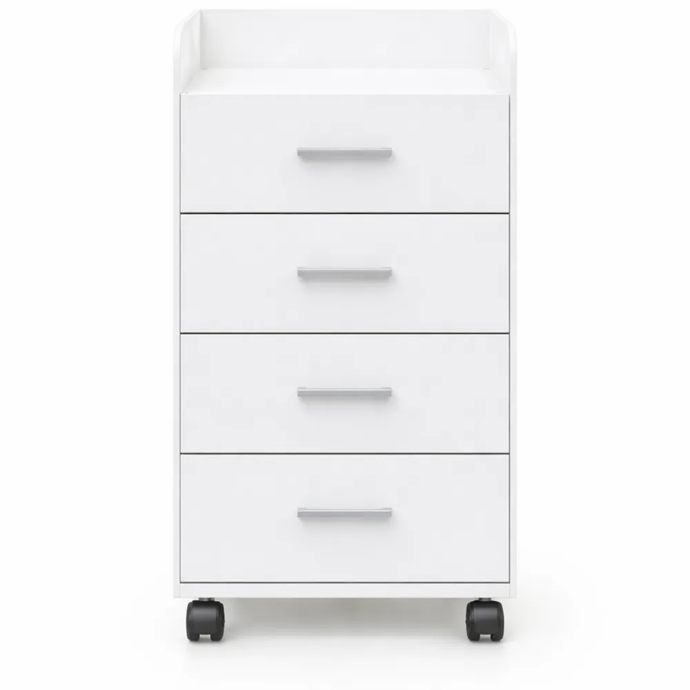 Cassettiera da Ufficio Bianca Moderna con Ruote-Kasaux
