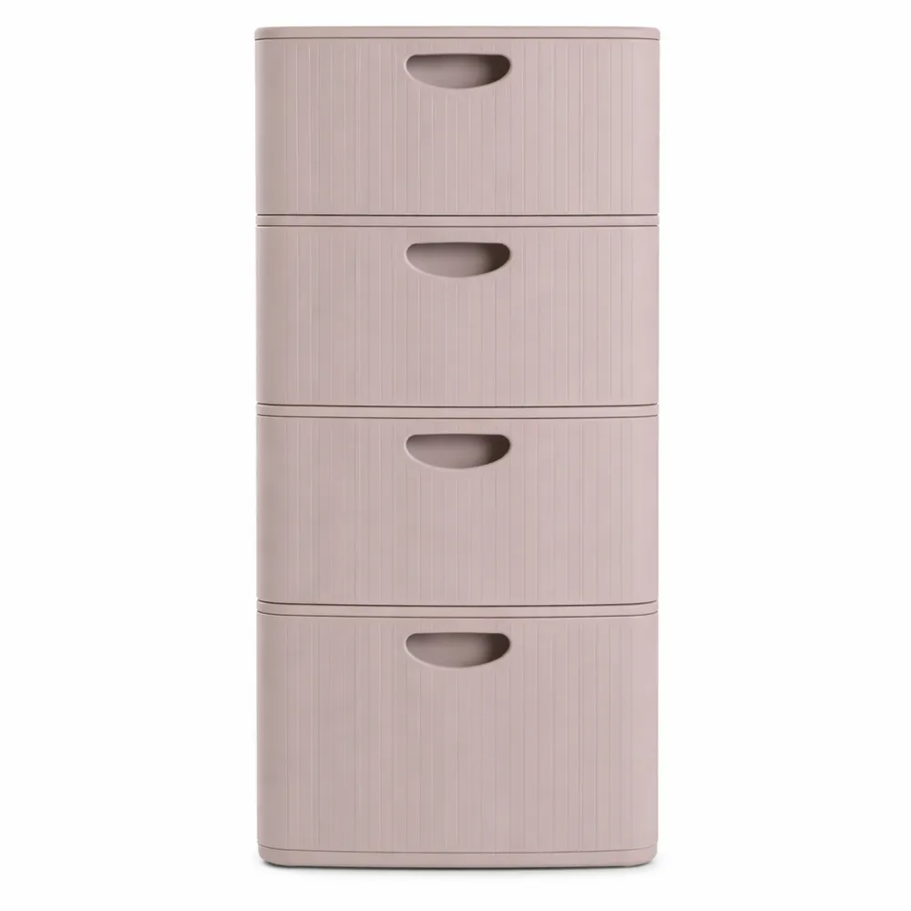 Cassettiera 4 Cassetti Tortora con Piedini e Ruote, 40x40x80 cm-Kasaux