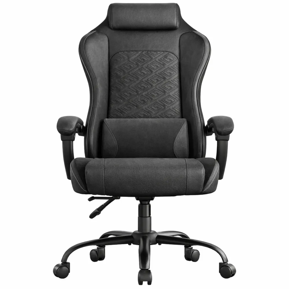 Sedia da Gaming Ergonomica con Poggiapiedi e Braccioli, Nero-Kasaux