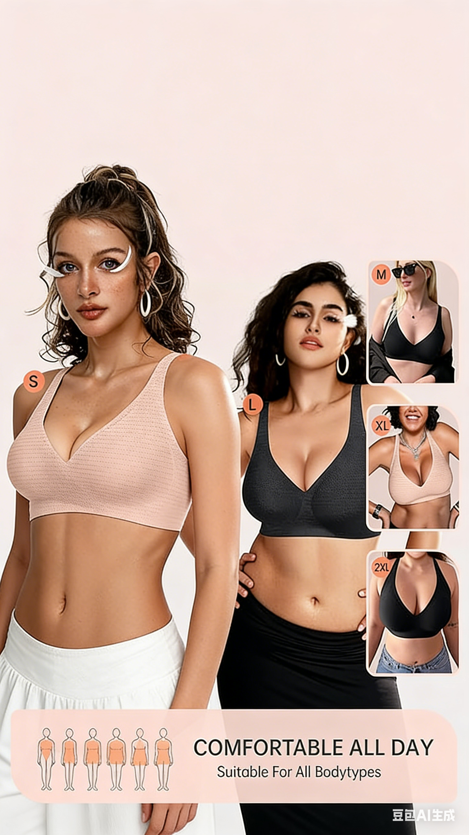 🎁 🔥Womens Comfortable Wireless Bras Push Up Bralettes Seamless Tshirts Bras Deep V Everyday Bras