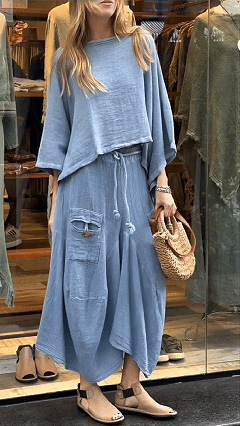 Women's Solid Color Casual Loose Elegant Stylish Skirt Two Piece Suit