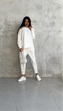 Women's Loose Crew Neck Long Sleeve Sweatshirt and Harem Pants Set