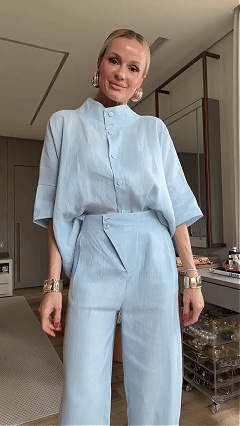 [Pre-sale] Women's Stand Collar Batwing Sleeve Linen Shirt + Wide-Leg Pants Set
