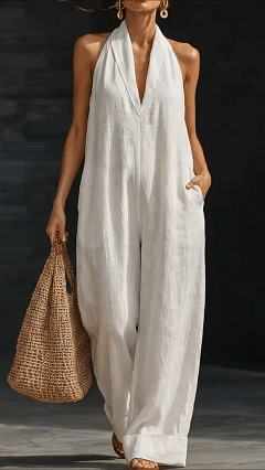 Plus Size Friendly Minimalist And Elegant Cozy Linen Jumpsuit