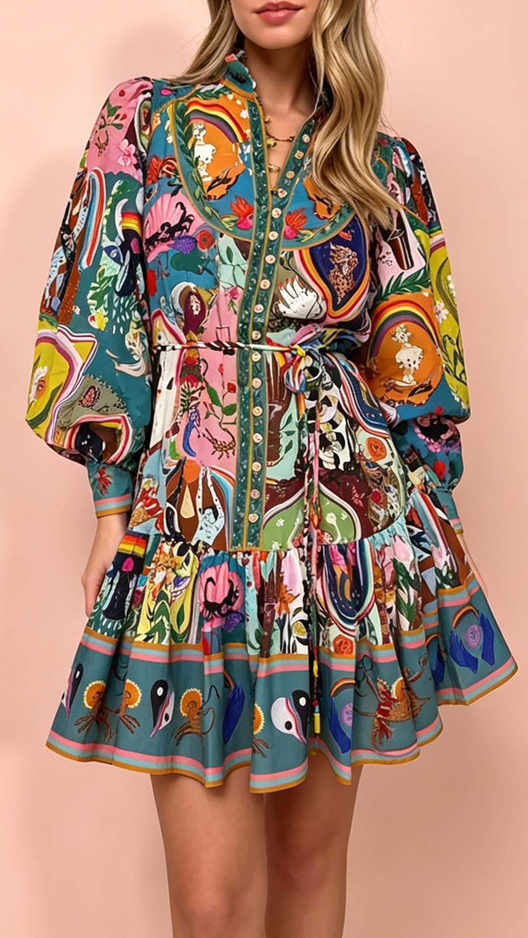 Women's Art Print Shirt Dress