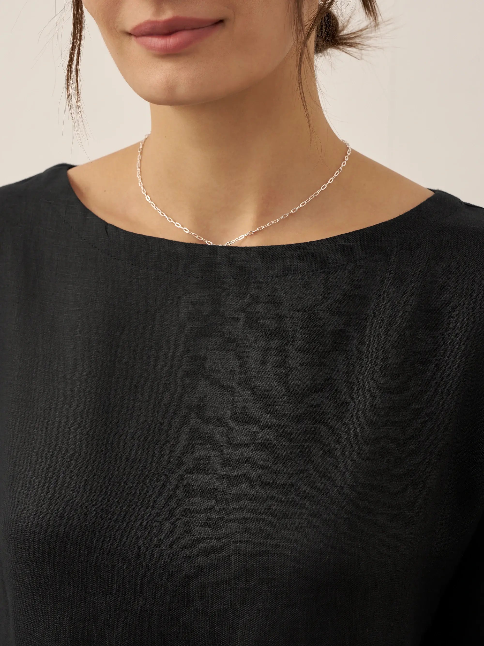 Women's Cotton-Linen Casual Short-Sleeve Dress Loose Fit, Round Neck, Pockets, and Pleated Details