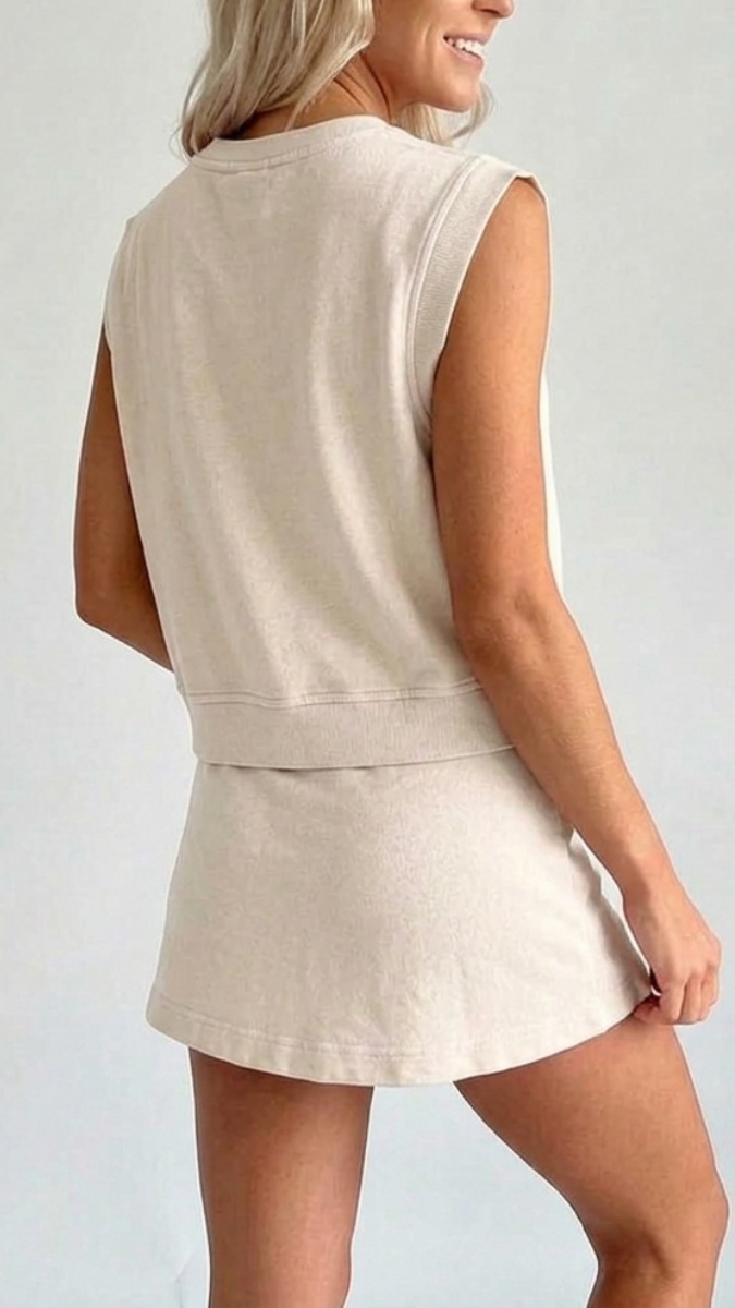 Women's Distressed-Look Pure Cotton T-Shirt & Shorts Two-Piece Set