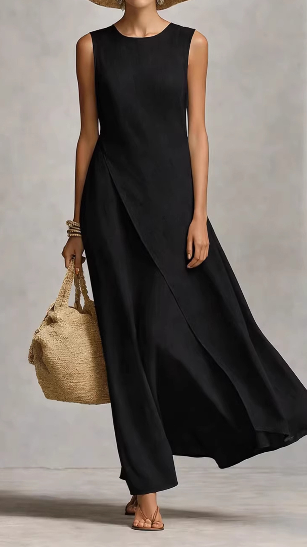 Spot 2026 New Spring And Summer Cross-Border Women'S Dress Sleeveless Asymmetric Hem Cotton And Linen Blended Dress