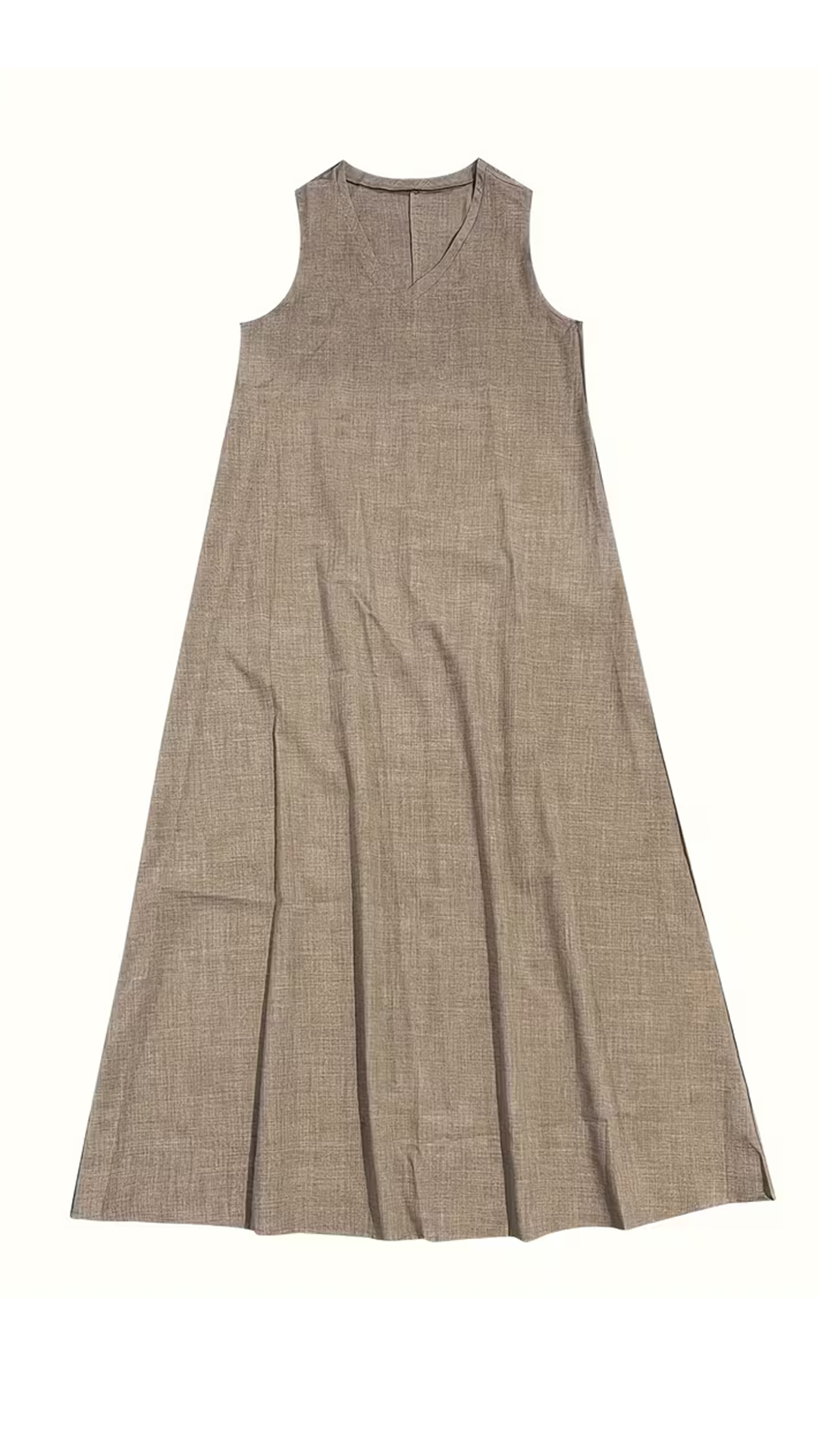 Women's Vintage-effect V-neck Sleeveless Loose Maxi Dress