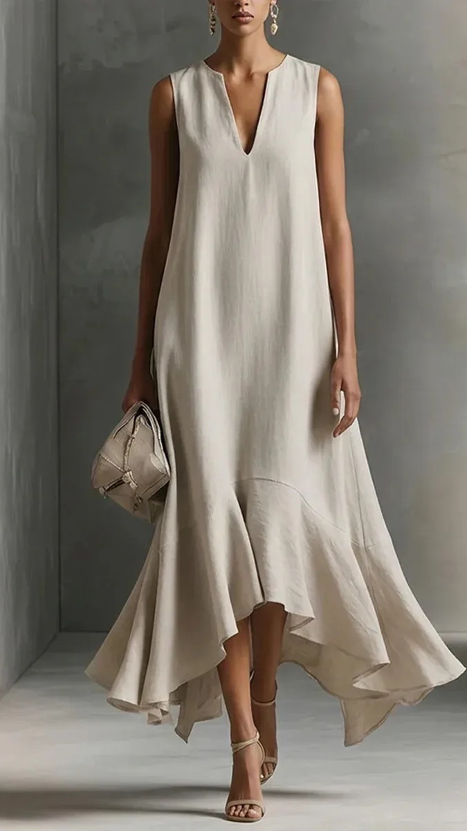 Women's Elegant & Casual V-Neck Long Dress