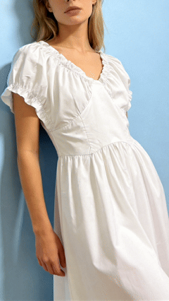 n'shi V-Neck Sleeveless Backless Dress with Cinched Waist, Paneling, and Pleats