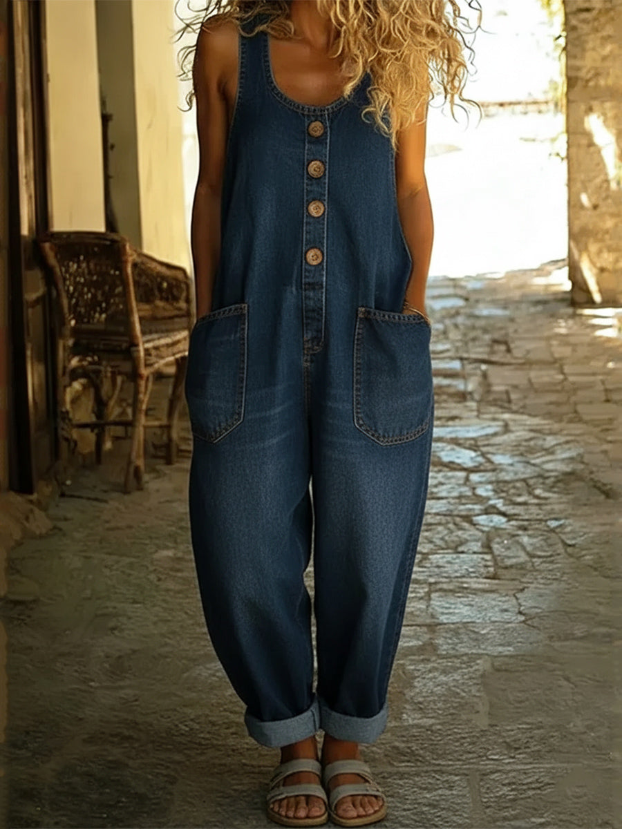 Women's casual cotton vest jumpsuit