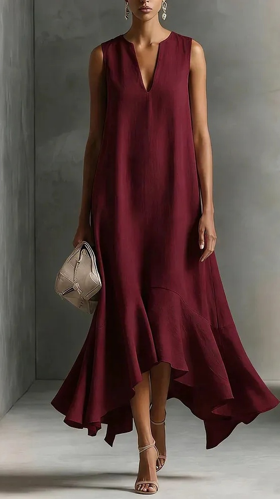 Women's Elegant & Casual V-Neck Long Dress