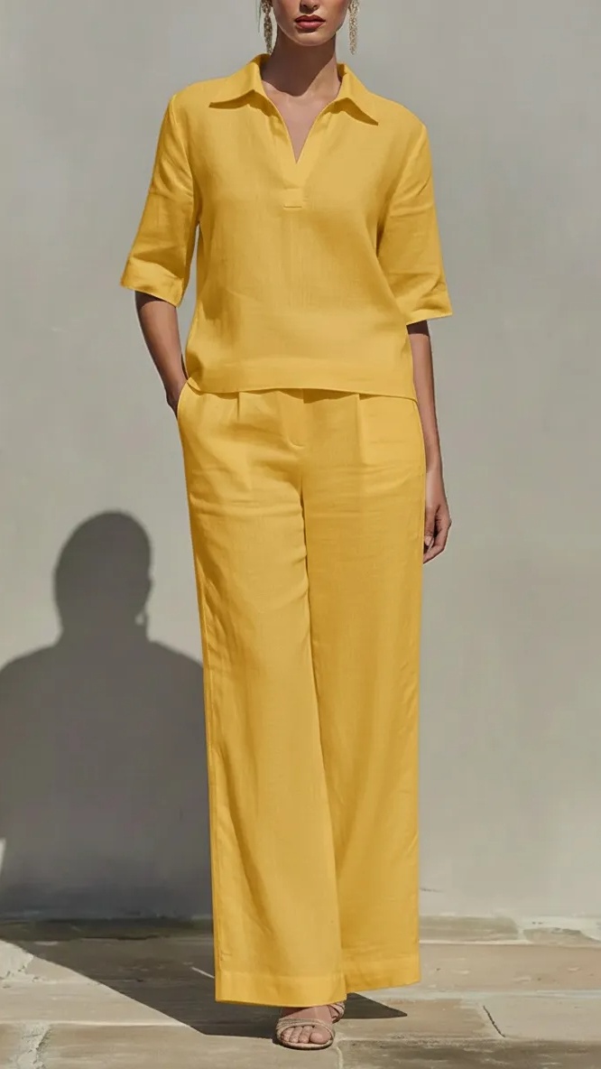 New Arrivals🔥Women's Solid Cotton Linen Two-Piece Set