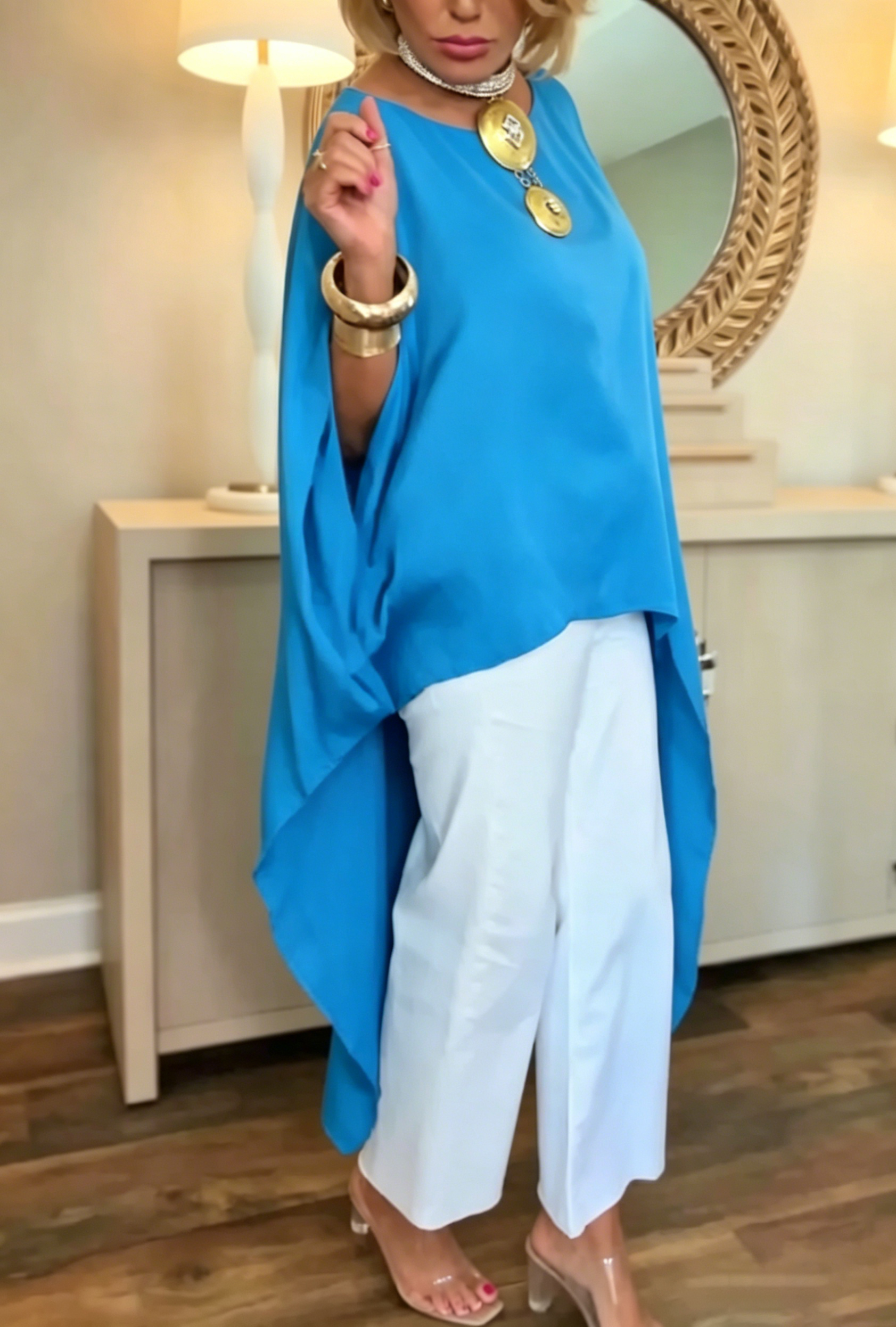 Women's Asymmetrical Solid-Color Satin Top