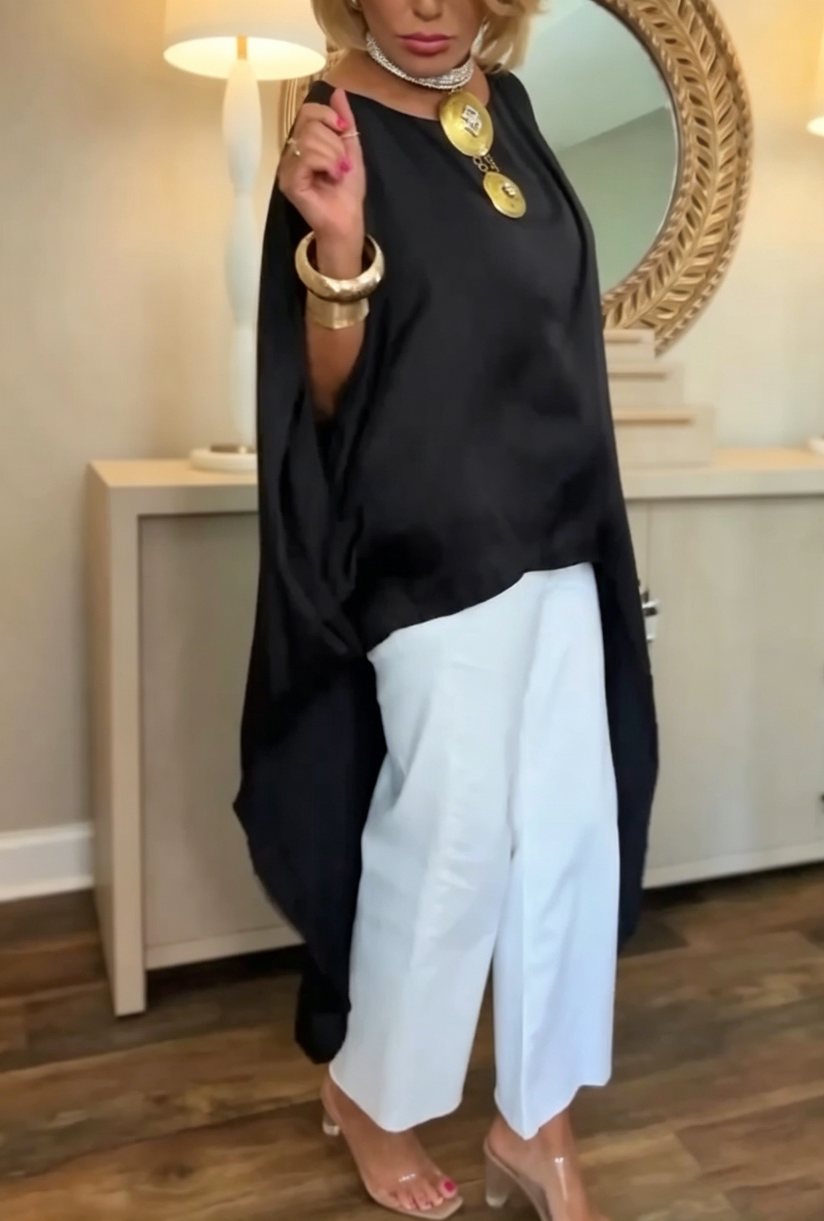 Women's Asymmetrical Solid-Color Satin Top