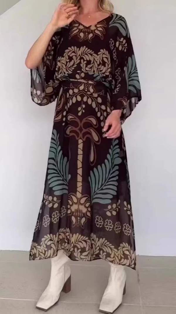 Women's Lace-up Bohemian-Style Chiffon Dress