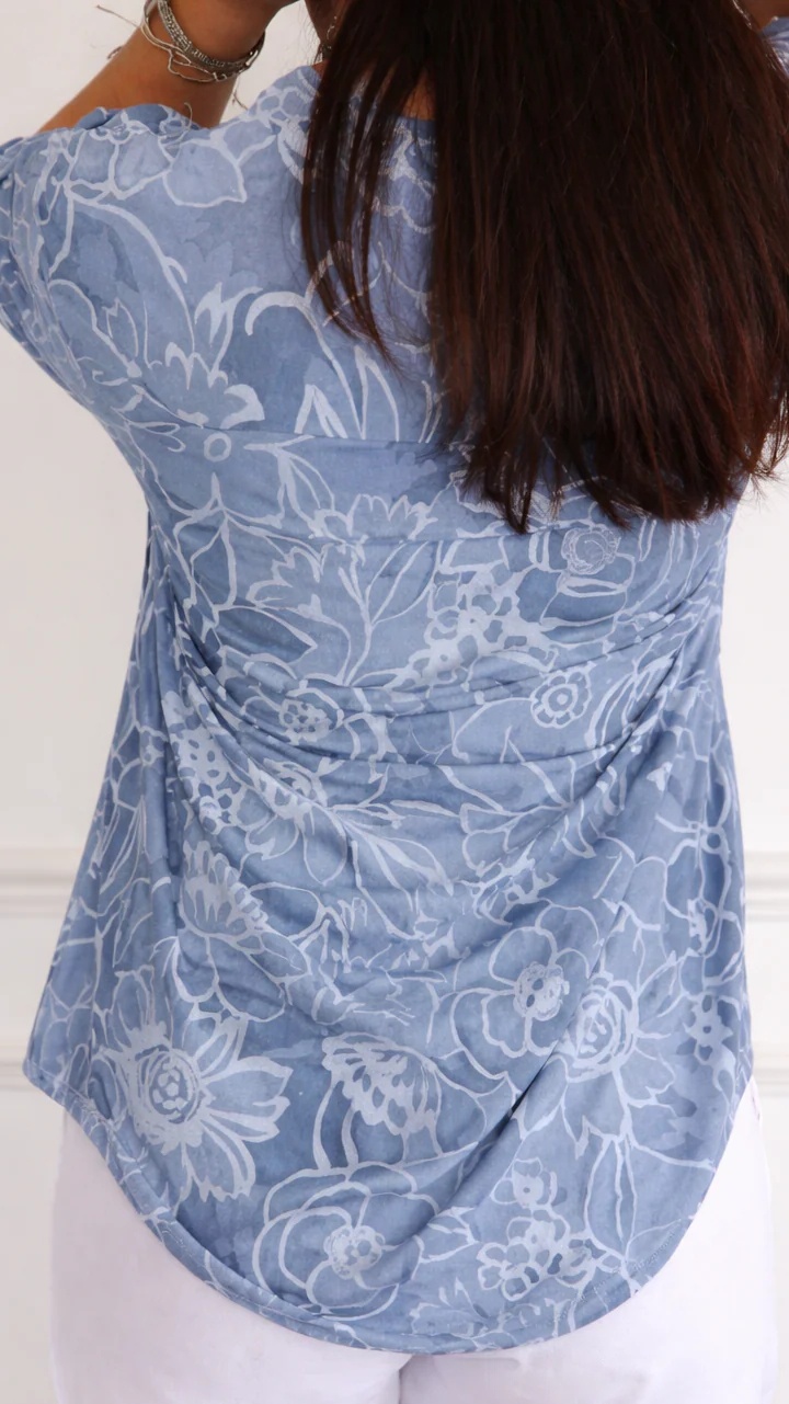 Women's Casual Printed Shirt with Patch Pockets and Sequins