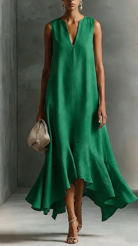 Women's Elegant & Casual V-Neck Long Dress