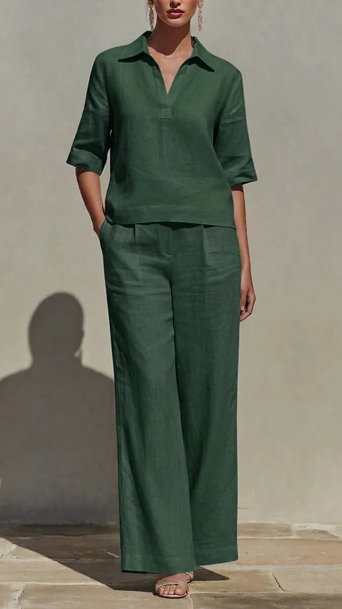 New Arrivals🔥Women's Solid Cotton Linen Two-Piece Set