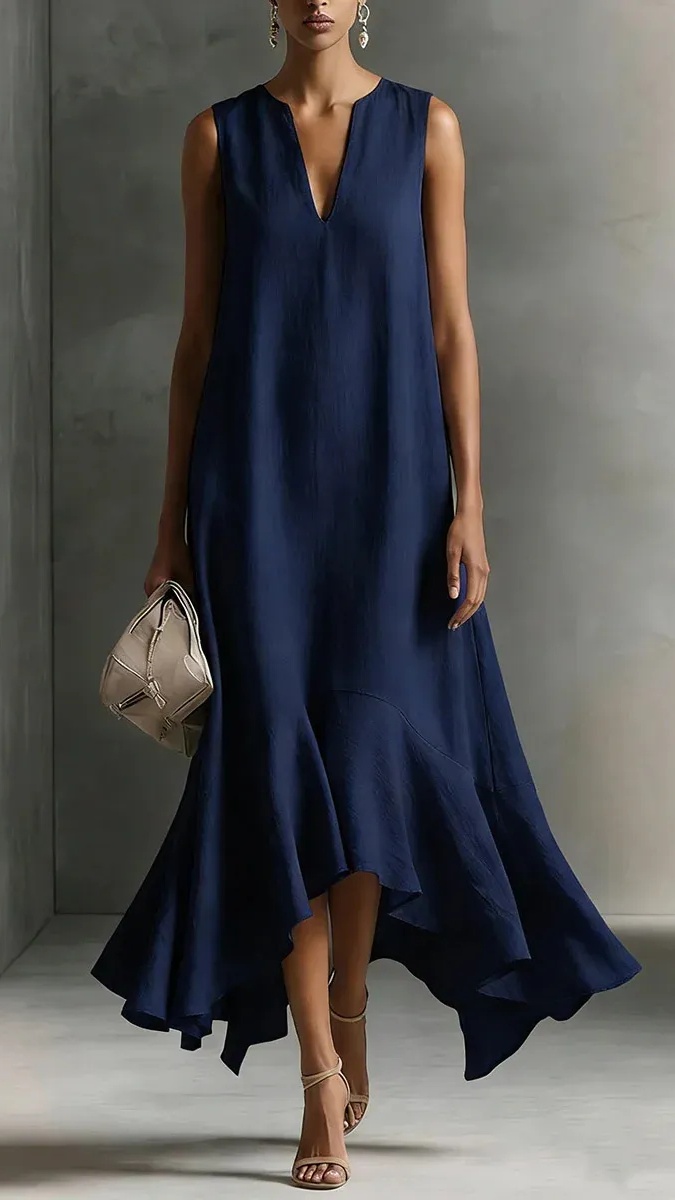 Women's Elegant & Casual V-Neck Long Dress