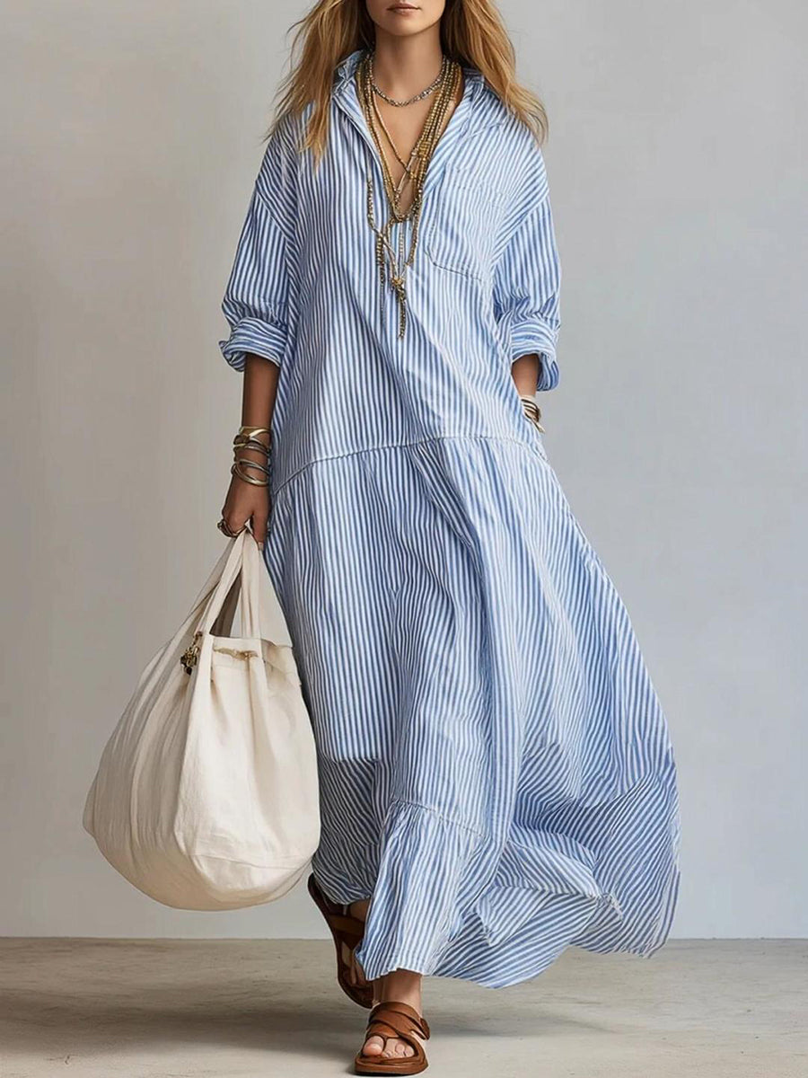 Women's Casual Striped Loose-fitting Dress