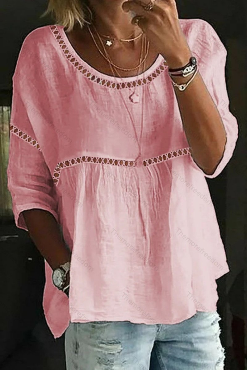 Women's casual simple loose-fitting  patchwork top