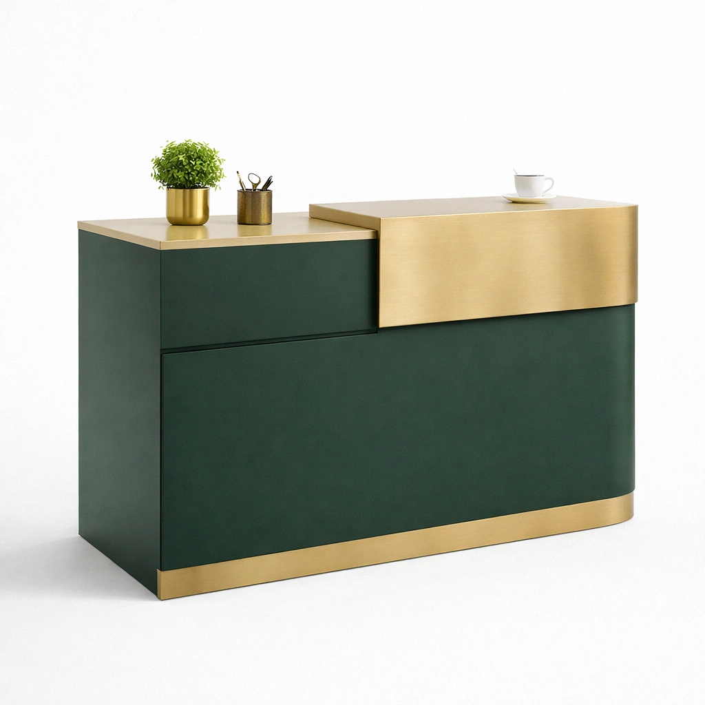 Empfangstresen Gruen Gold Modern Design-norluxia