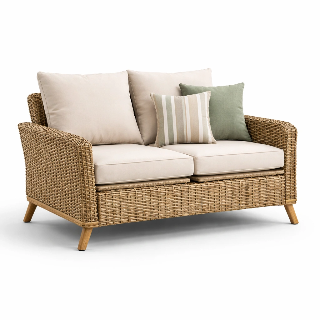 Sofa Rattan Braun Zweisitzer Klassisch-norluxia