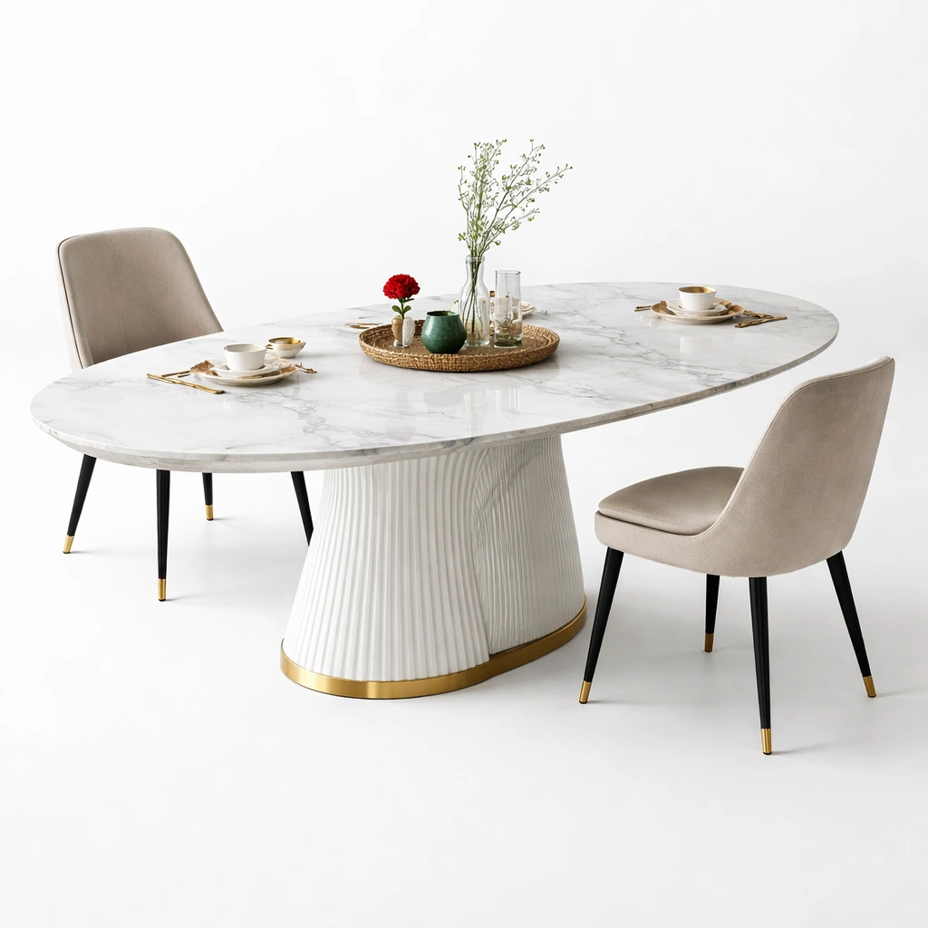 Esstisch Oval Marmoroptik Modern-norluxia