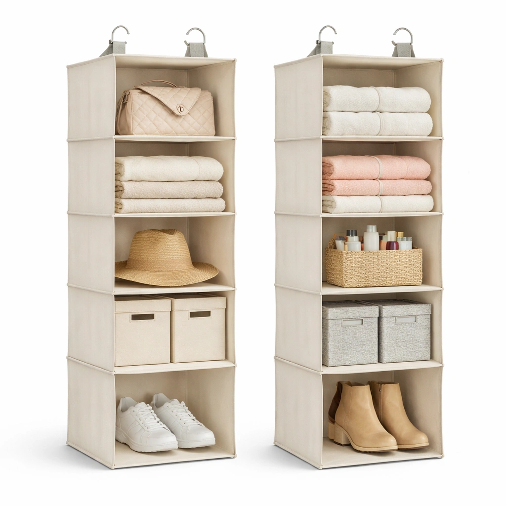 Haenge Organizer Stoff Beige 5 Ebenen-lumvario