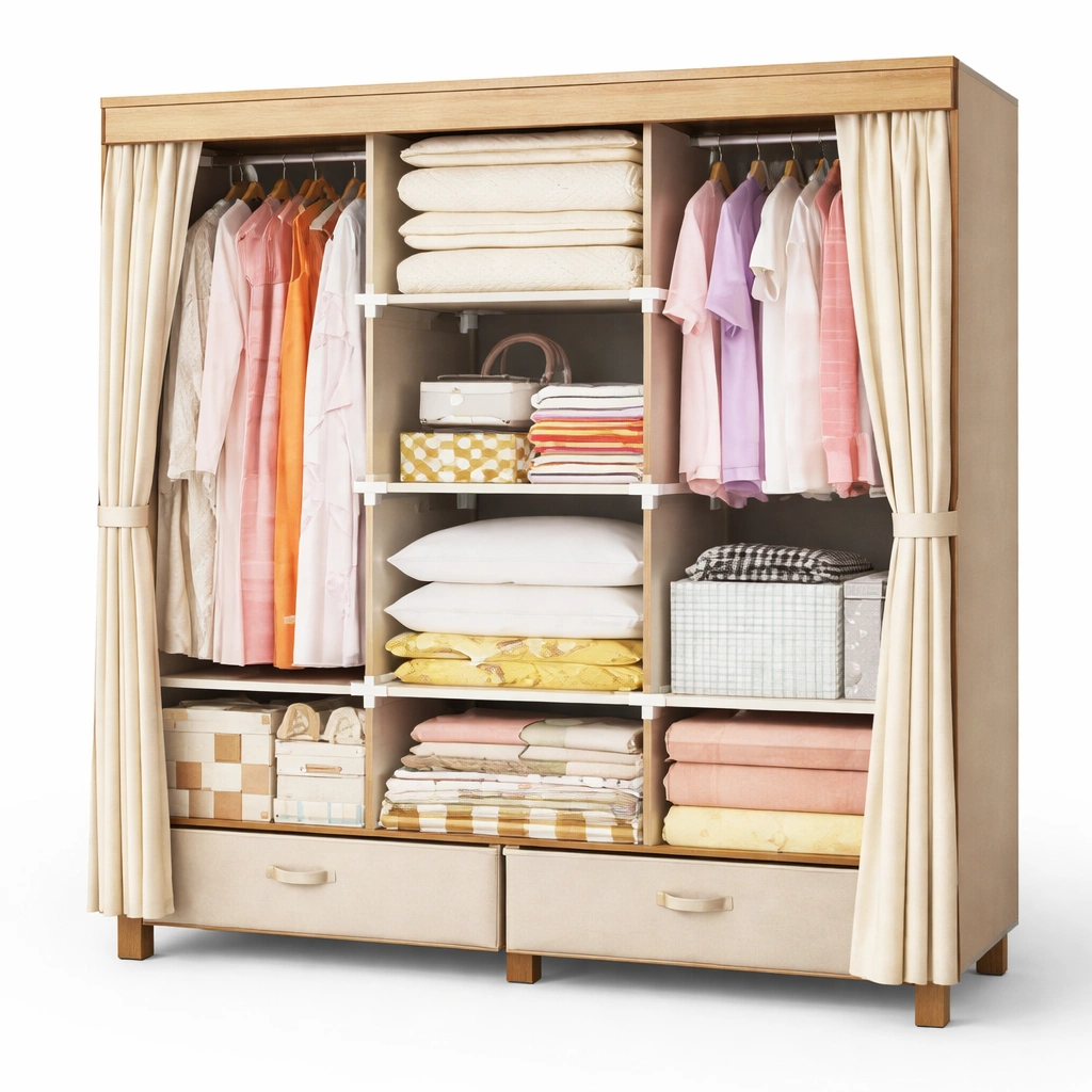 Kleiderschrank Stoff Beige Klassisch-lumvario