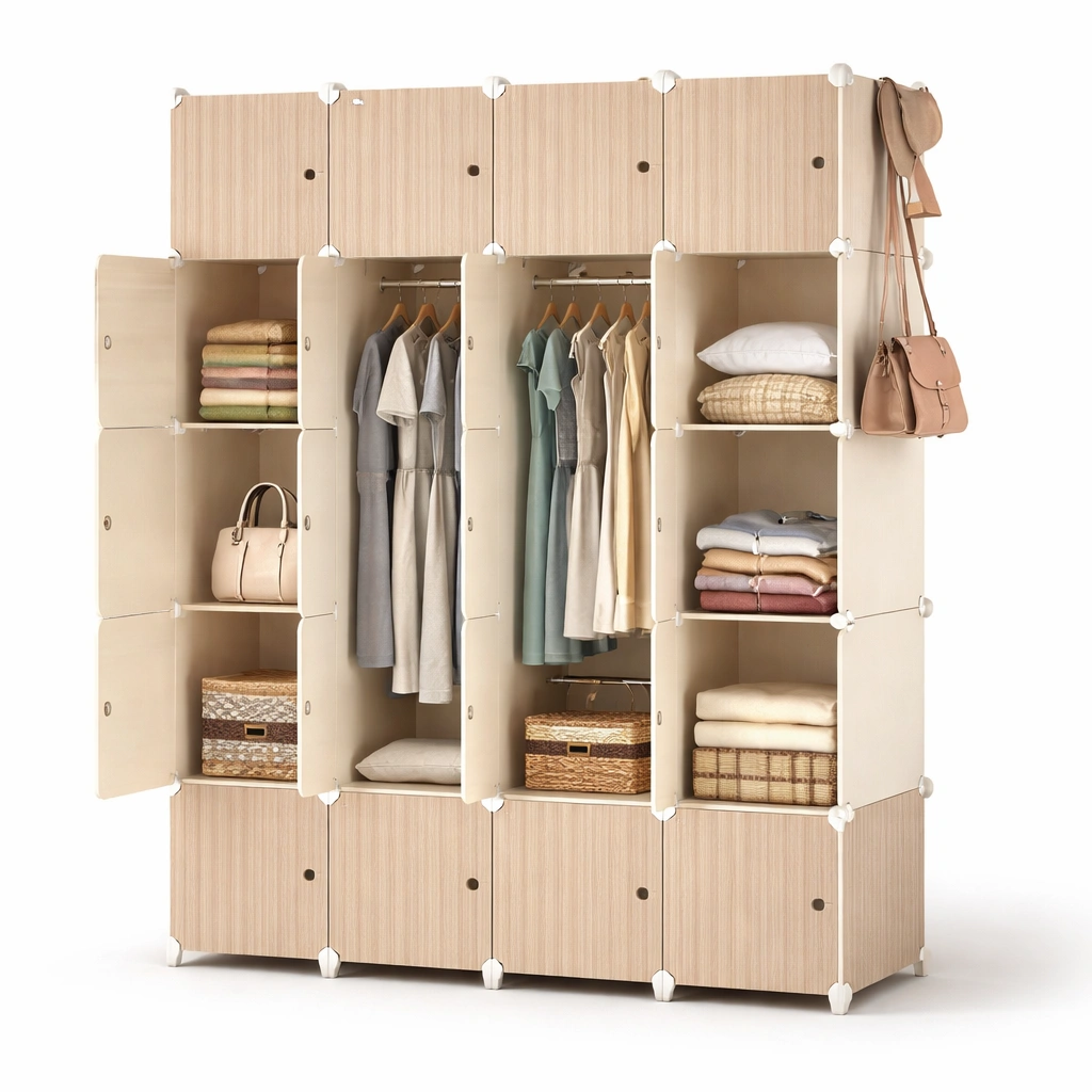 Modularer Kleiderschrank Holz Kunststoff System-lumvario