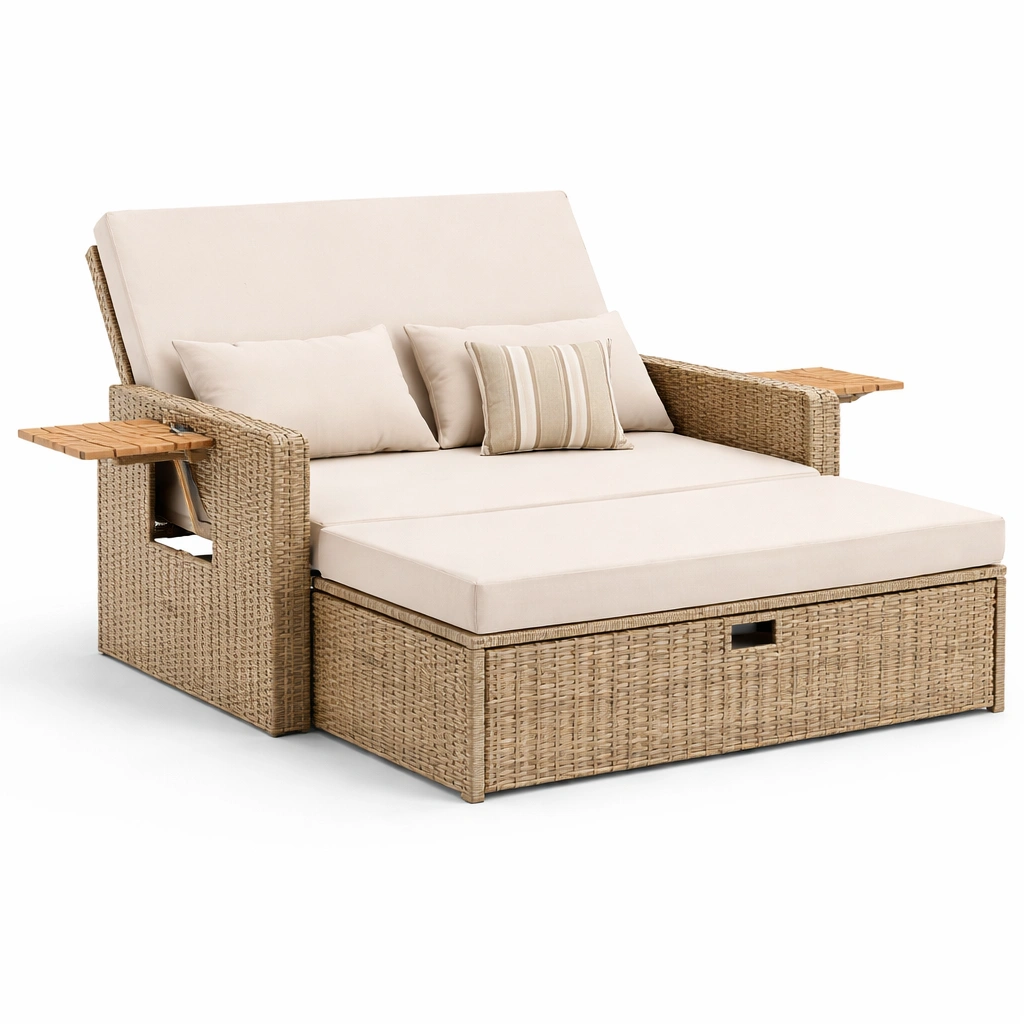 Rattan Sofa Natur Boho Stil 3 Sitzer-lumvario