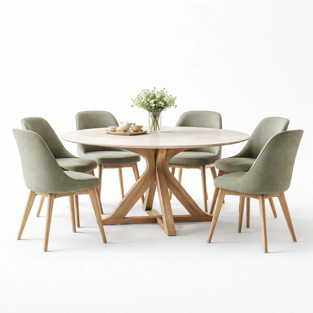 Runder Esstisch Holz Natur 4 Personen-lumvario