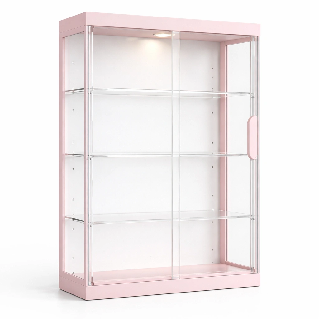 Vitrinenschrank Rosa Glas Modern mit Beleuchtung-aethonliving