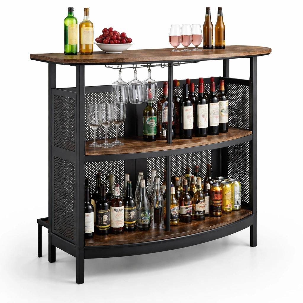 Barwagen mit Holzplatte und Metallgestell-aethonliving