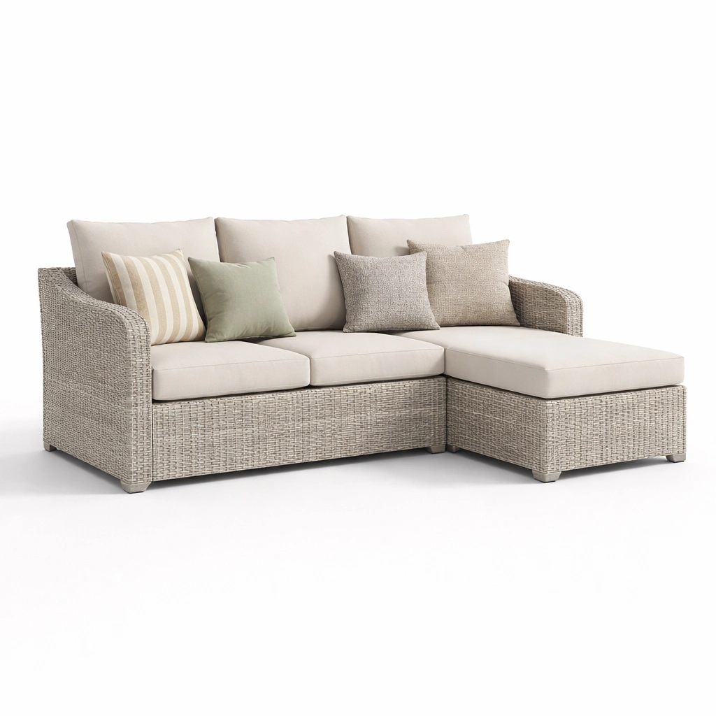 Ecksofa mit Rattanoptik-aethonliving