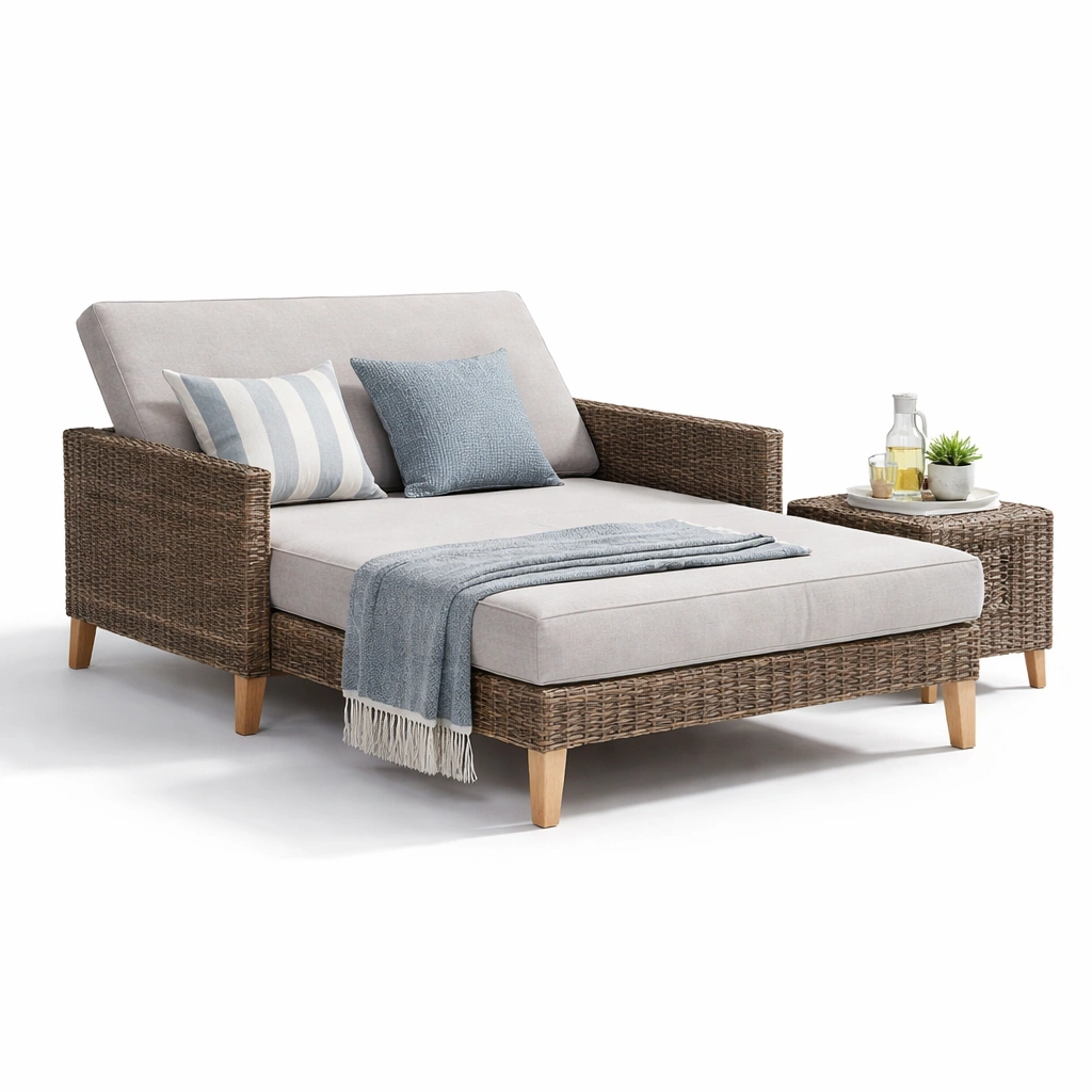 Rattan Tagesbett mit Kissen-aethonliving