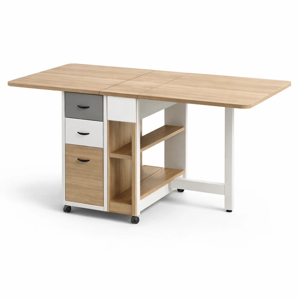 Ausziehbarer Kuechentisch mit Rollen-aethonliving