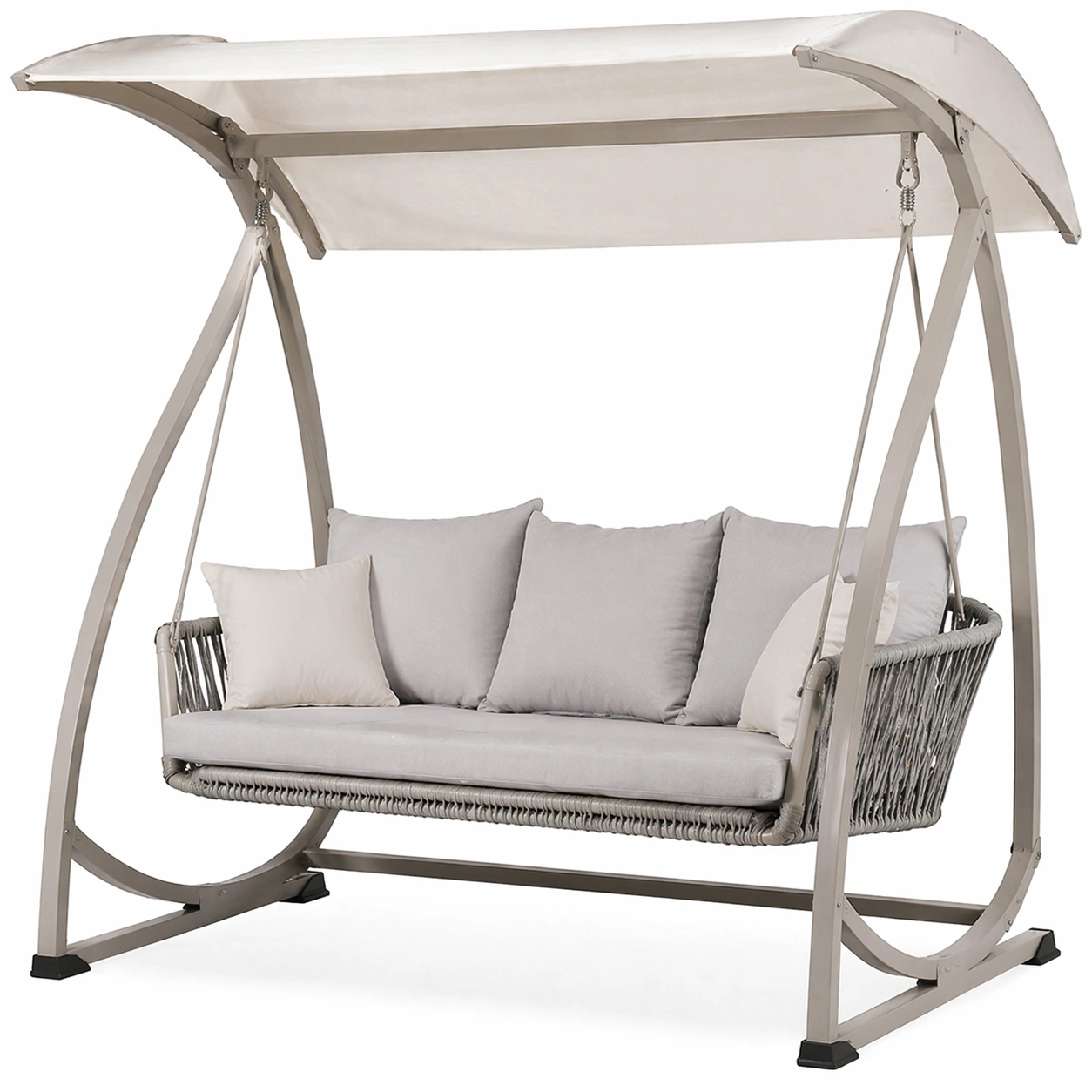 Hollywoodschaukel mit Dach und Polster modern stabil wetterfest fuer Garten Terrasse Balkon komfortabel entspannung langlebig mit robustem Metallrahmen