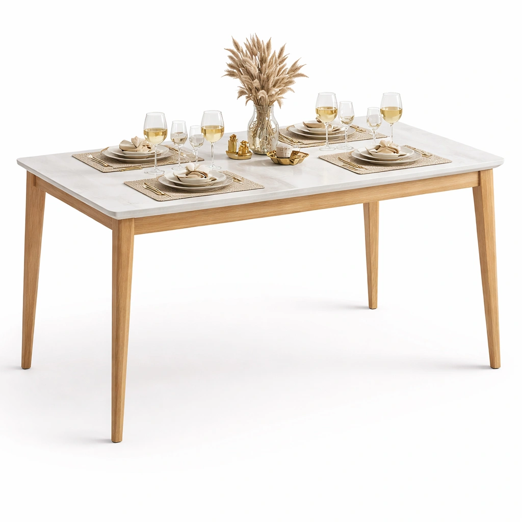 Moderner Esstisch Holz Weiss Natur-arvinoz