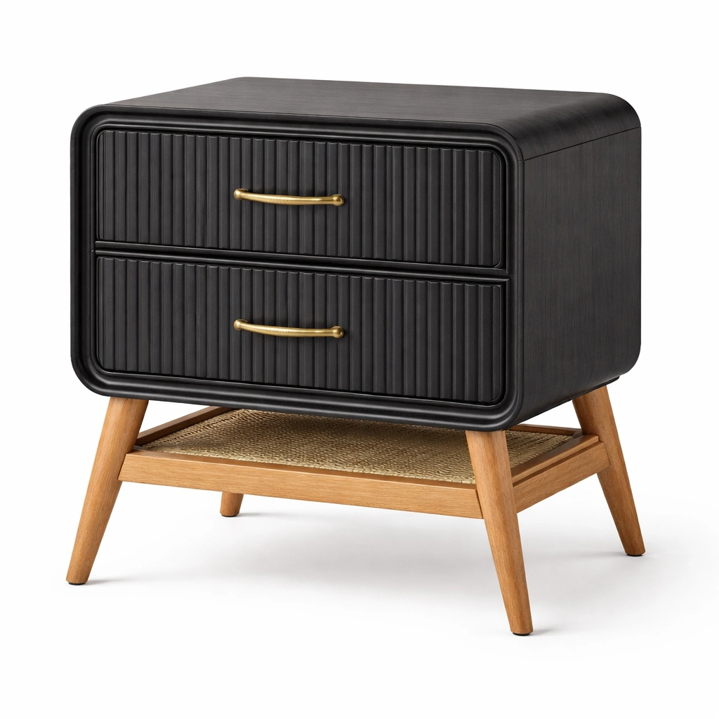 Nachttisch Schwarz Holz Modern-arvinoz