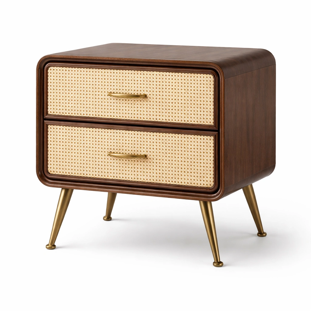 Nachttisch Rattan Braun Retro-arvinoz