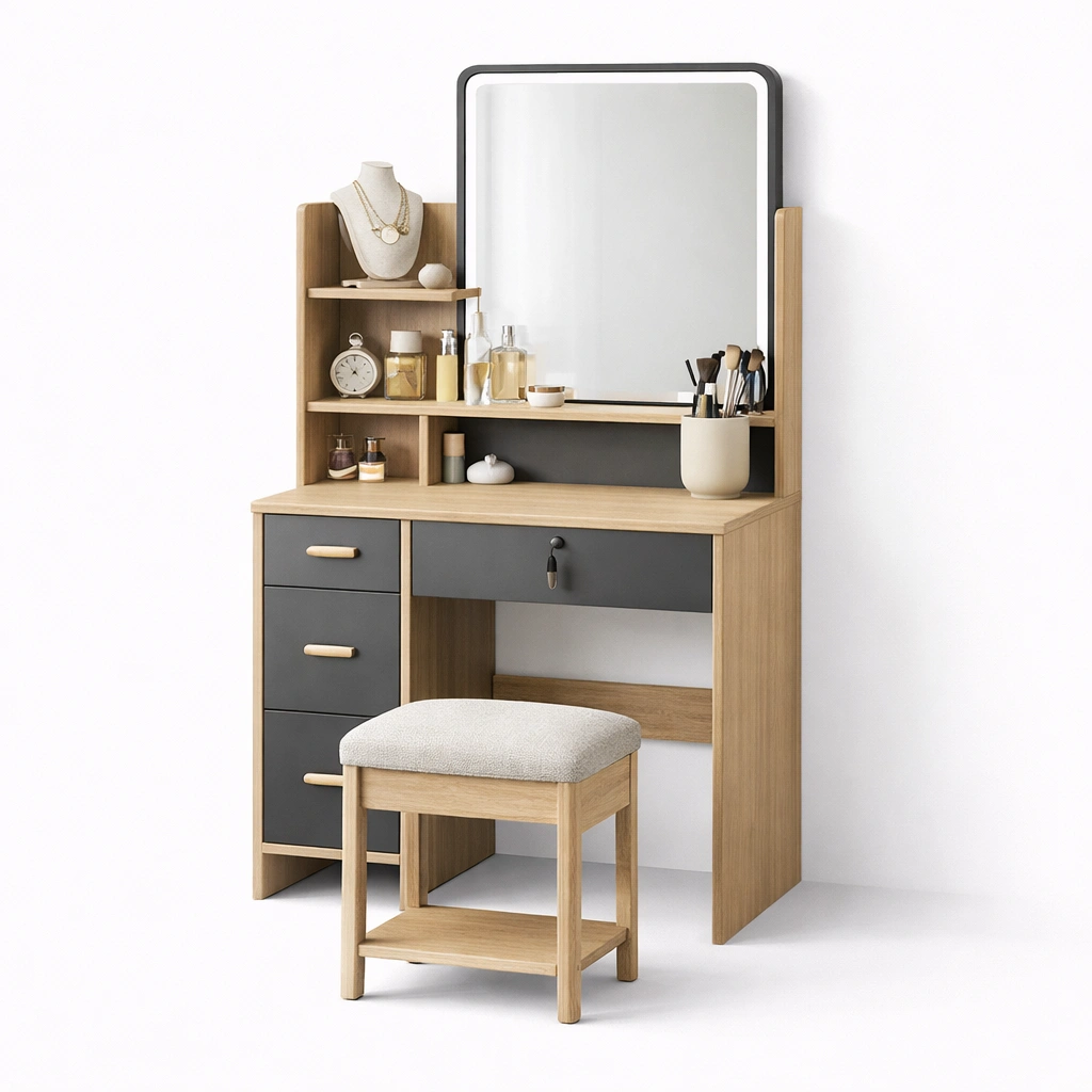 Schminktisch Holz Grau Modern-arvinoz