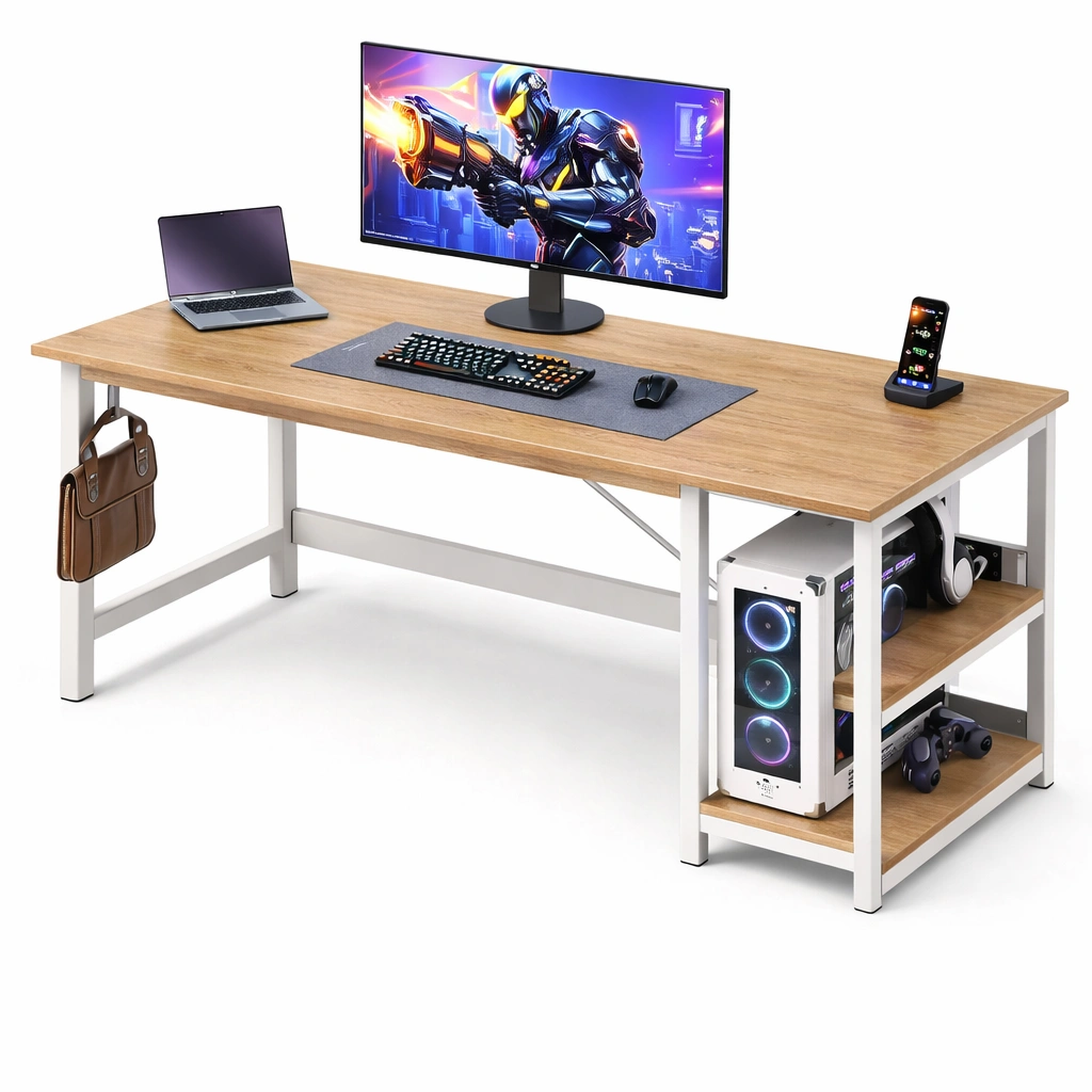 Gaming Schreibtisch Holz Weiss-arvinoz