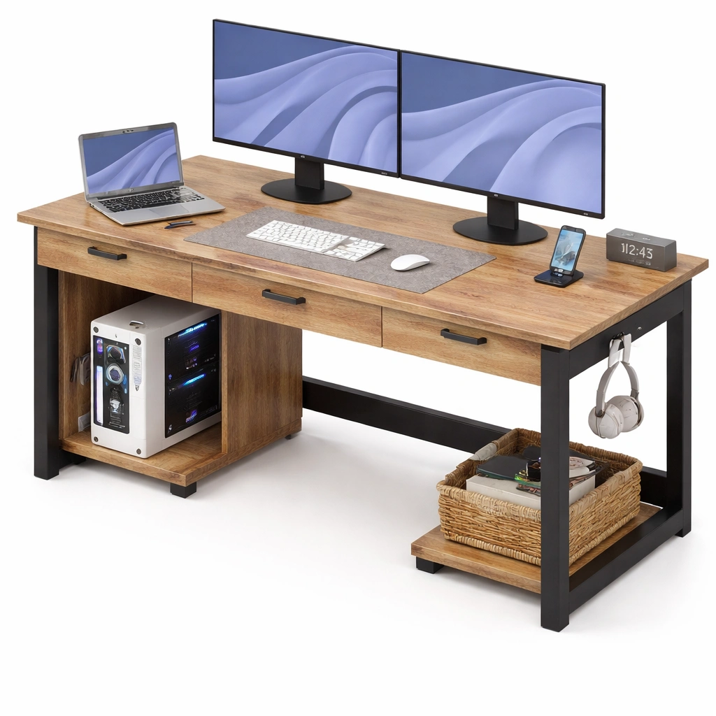 Moderner Schreibtisch Holz Natur Gross-arvinoz